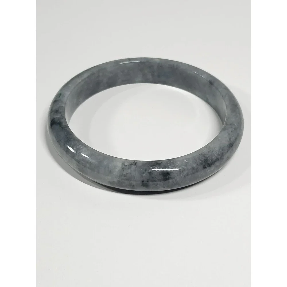 Natural Jadeite Jade Bangle Bracelet Dark Grey 2.5
